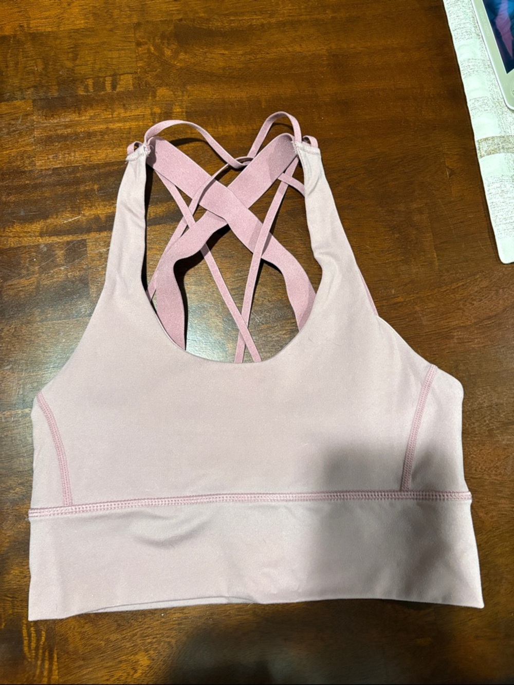 Dusty Rose/Mayve Cross-Strap Support Sports Bra